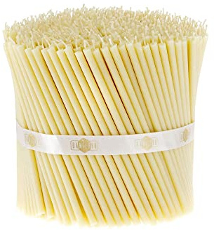 Danilovo 200 velas blancas de cera de abeja – Velas ortopédicas para oración, rituales, decoración de mesa de boda – no tóxicas, sin hollín – antigoteo, N140, altura: 15 cm, diámetro: 5 mm