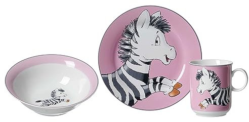 Flirt by R&B Kindergeschirr Happy Zoo Zebra, rosa, 3-teilig (1 Set)
