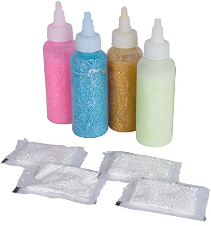 Simba 106322567 - Aqua Gelz Nachfüllset, Bastelset, Kreativ, 3 Flaschen Glitzer Farbgel, 1 Flasche Glow in the Dark Farbgel, je 100 ml, 4X Wasserzusatz, ab 8 Jahren