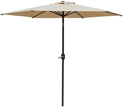 Ø250cm Parasol de Jardin Parapluie de Marché de Table d'extérieur avec Bouton-Poussoir Inclinable/Manivelle, Auvent en Polyester Imperméable Résistant à la Décoloration pour Terrasse Piscine et Cour