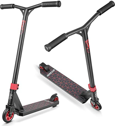 V2 Pro Trick Scooters, Stunt Scooter for Kids Ages 6-12 Years and Teens - Complete Beginner and Intermediate Freestyle BMX Scooter (Red)