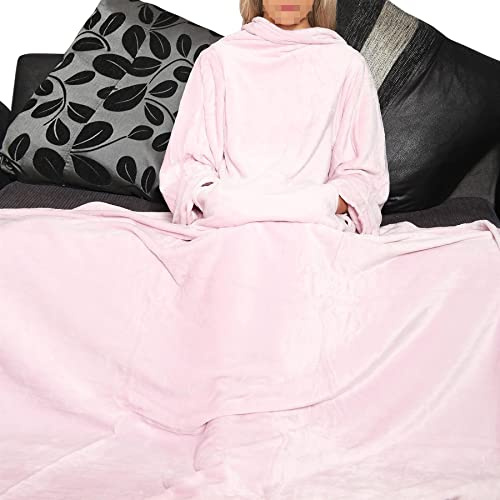 A2Z Unisex Herren Damen Tragenfähig Blanket Mit Ärmel Super Sanft - TV Blkt Baby Pink Adult