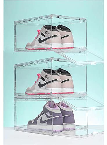 MECC Klare Schuhbox, stapelbarer Acrylschuhschrank, mit Magnettür,14.4x10.6x8inch/36x27x20cm (Clear Front Door 3 Pack)