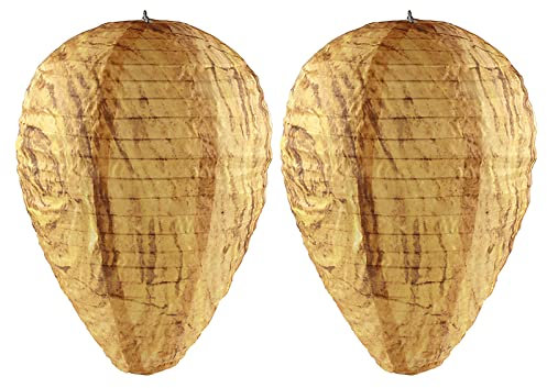 2er Pack Wespennest Attrappe Wetterfest Wespenfalle Lockvögel Wespenabwehr, Garten Balkon Künstliches Wespennest Hornissennest, Gefälschte Wespennest für Haus und Garten Outdoor