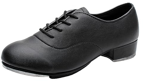 ZHENSI Chaussures De Claquettes Hommes Chaussures De Danse De Salon pour Garçons Chaussures Oxford À Lacets À Talon Bas,Black b,43 EU