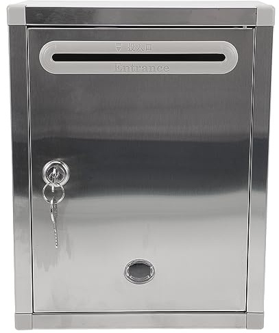 CUBANE Post Box, Wall Mounted Letterbox, Letter Boxletterbox Mailbox Stainless Steel Locking Storage Bins Letter Mailbox Suggestion Collect Bin Lockable Letterbox School Large Capacity Mailbox