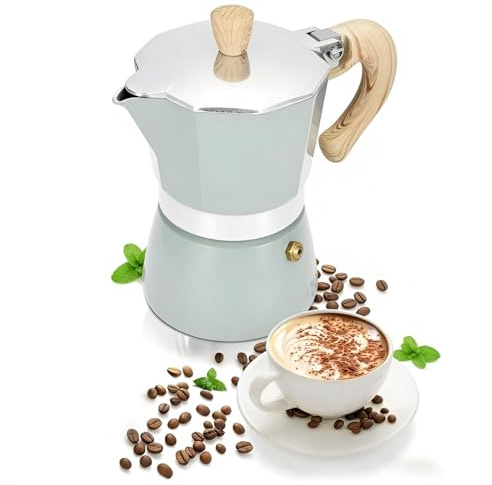 ANKROYU Moka Pot, Cafetière à Expresso Sur Cuisinière, Cafetière Italienne, Cafetière à Comptoir, Machine à Expresso En Aluminium, Adaptée Aux Cuisinières à Gaz à Induction (300 Ml)