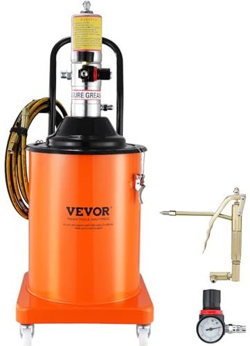 VEVOR Pompe à Graisse Pneumatique Rapport de Pression 50:1 Pompe à Seau de Graisse Pneumatique 20 L Pistolet à Graisse Pompe à Graisse Portable sur Roues avec Tuyau 4 m Buse 360° Raccord NPT Standard