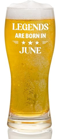 Joymaking Beer Glass - Legends are Born in June 15oz Birthday Gift for Him Who Has Everything, Unique Present for Men