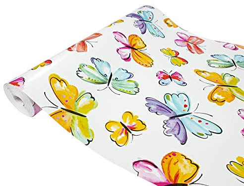 DecoMeister Klebefolie Möbel 45x100 cm | Möbelfolie selbstklebend | PVC, wasserfest und zuschneidbar | Klebefolie für Möbel - einfache Renovierung und individuelles Design | Bunte Schmetterlinge