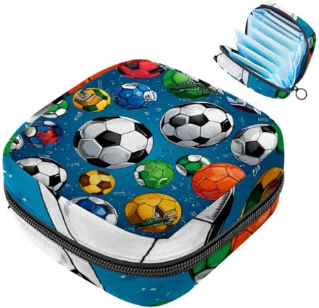 Damenbinden-Aufbewahrungsbeutel für Damen, große Kapazität, Menstruationspad-Tasche, Fußball, 148 Menstruationstaschen, Tampon-Sammeltasche, Geldbörse