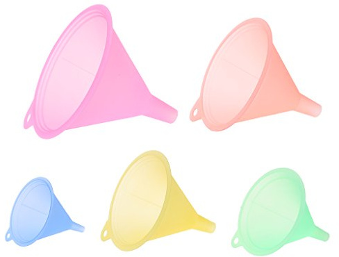 SUCHUANGUANG Trichter aus Kunststoff, bunt, klein, mittelgroß, groß, Verschiedene Flüssigkeiten, Öl, Küchenset aus Kunststoff, 5 Stück
