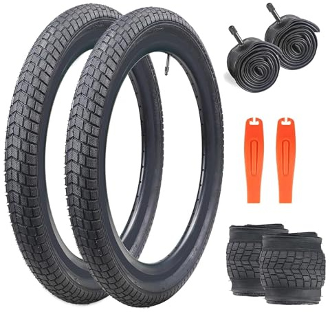 ZUKKA Confezione 20 x 2,125 pneumatici per biciclette pieghevoli per bambini e 2 tubi AV48 mm, valvole compatibili