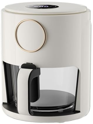 Freidora de aire de gran capacidad de 5 l, horno eléctrico multifunción transparente, totalmente automático, inteligente, de vidrio para el hogar, 1000 W (color: blanco, tamaño: pantalla táctil)