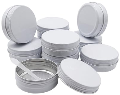 Wopanxye 10pcs 60ml Round Lip Balm Tin Cans, 60 Gram Aluminum Tins White | Cosmetic Sample Containers with Screw Lid, 60g Metal Empty Storage Travel Jars for Salves, Lip Balms, Face Cream, Candle, Tea