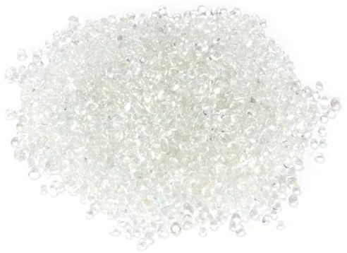 M METERXITY Fire Glass Stones 3-6mm, 550g/1.21-Pound, Transparent | Glass Gems, Pebbles Pieces, Round, High Luster, for Vases, Fire Pit, Garden Decorations