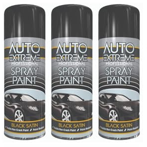 DIOXSTAR Black Satin Spray Paint, Fast Drying, Non-Cracking, DIY Spray Paint for Metal, Wood, Plastic, Indoor and Outdoor Use, Easy and Quick Spraying, 400ml (3 PCS)