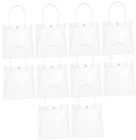 BUGUUYO 10stücke Durchsichtige Kunststoff-geschenktüten Für Hochzeiten Transparente Tragetaschen Mit Griffen Wiederverwendbare Kleine Süßigkeitentüten Aus Pvc Für Geschäftsgeschenke