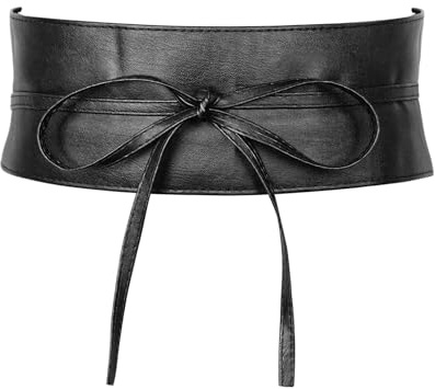 MILAKOO Damen Taillengürtel Breit Weichem PU Leder mit Kordelzug Damen Breiter Bindegürtel Obi Breite Wickel Taille Band Krawatte Gürtel für Kleid Hochzeit Partei