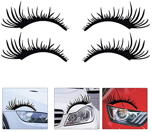 YANGWEN 2 Pairs Wimpern Design Auto Stoßstange Aufkleber Aufkleber Auto DIY Dekor Aufkleber Wimpern Auto Aufkleber für Wimpern, dekorativer Karosserieaufkleber