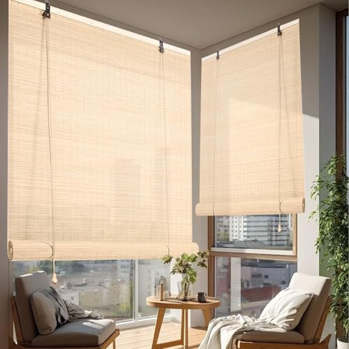 Cortina Di Bambù Per Esterno Interni 70% Oscuranti Tenda A Rullo In Bambù 60 80 90 100 120 140 160 170 180cm Larghezza Tapparella Avvolgibile Bambù Traspirante/Privacy Per Finestre Giardino Veranda(Na