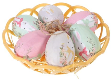 ERINGOGO 1satz Bunten Hängenden Ostereiern Und Kreativem Geflochtenem Korb Dekorative Ostern-Dekoration Für Festliche Tisch Und Partygestaltung