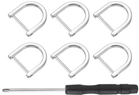 QUARKZMAN 6 Pcs Arandela De Tornillo Anilla 0.75x0.79 Pulgadas Plateado | D Anillas En Forma De U, Recambio Para Hebilla De Correa De Llavero De Bolso