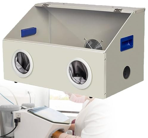 YANGYMM Aspiratore di Polvere per Sabbiatrice da Laboratorio, Scatola per Lucidatura e Molatura Dentale, con Luce LED, Potente Ventola da 2800 Giri/Min, per Molatura/Incisione/Lucidatura