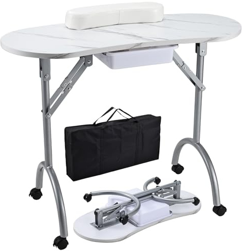 Joligrace Manicure Table Nail Tech Desk Professional Foldable Portable Desk