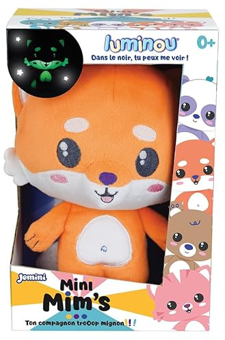JEMINI | Plüschtier Fuchs, Leuchtend, 15 cm | Funktioniert ohne Batterie | Leuchtender Stoff | Kuscheltier, das im Dunkeln leuchtet | Nachtbegleiter für Kinder | Nachtlicht Plüsch Baby | Geschenkidee