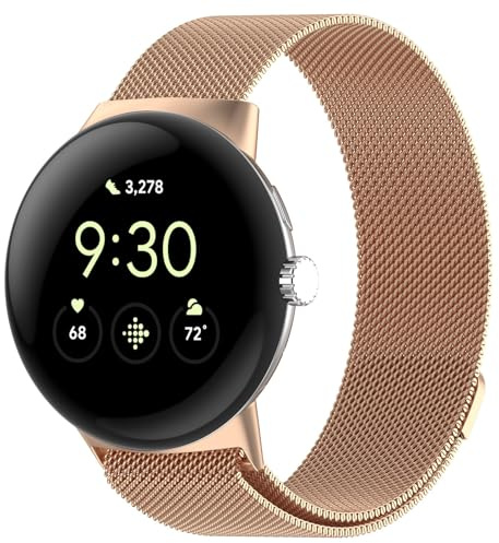 Armband für Google Pixel Watch 4 41mm Edelstahl Metall Einstellbar Ersatzarmband Weich Atmungsaktiv Magnetversch Mesh Gewebte Uhrenarmbänder für Pixel Watch 4 41mm Smartwatch