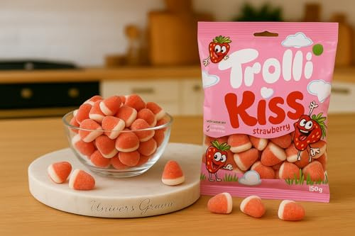 BAISER - Strawberry Kiss - bonbons délicieusement fruités qui capturent l’essence sucrée de la fraise, parfaits pour une pause gourmande pleine de douceur - Compatible avec Trolli - 150g