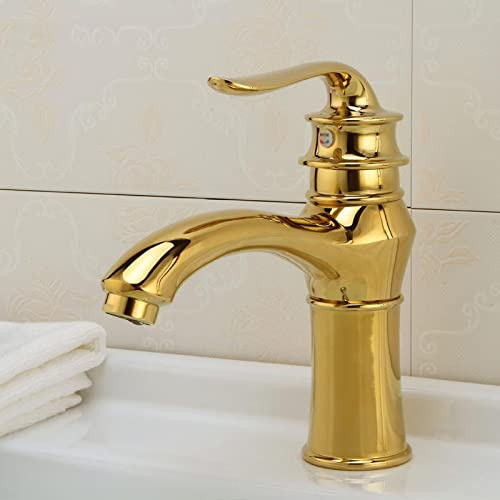 Grifo mezclador retro de un solo mango para agua caliente y fría, grifo corto de un solo agujero, accesorios de baño elegantes
