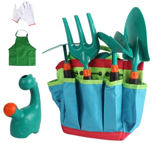 Attrezzi da giardino per bambini, giocattolo ergonomico e leggero, giocattolo da giardino per bambini, per ragazze e giardinieri, con travaso, miscelazione del terreno, scavare, potatura, irrigazione