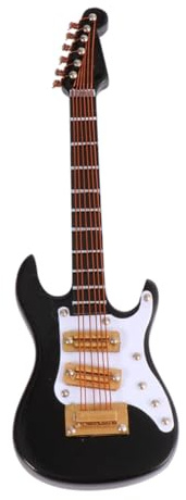 TOVINANNA Mini Modello di Chitarra Elettrica 10 Cm in Legno con Scatola e Supporto Nero, Decorazione per Casa, Ufficio e Sala Musica, Regalo per Musicisti e Feste di Compleanno