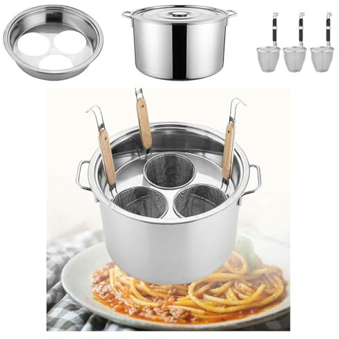 Bollitore per pasta in acciaio inox con divisore e colino, multifunzionale, per cucina di casa e ristorante