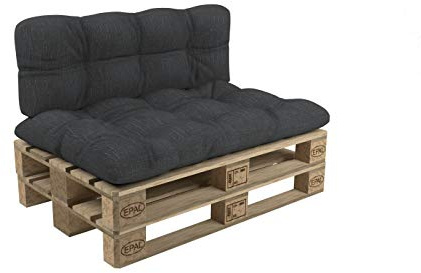 POKAR Set di 2 Cuscini per Pallet: Seduta 120x60 + Schienale 120x60 cm | Cuscini Trapuntati per Bancali da Esterno e Divano da Giardino | Oeko-Tex | Prodotto nell'UE | Antracite