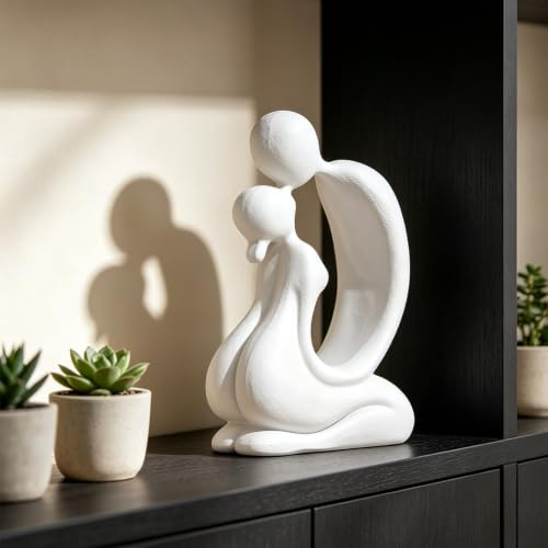 GZYYANG Skulptur Deko, Deko Weiss Modern Skulptur, Figur Küssendes Paar | Harz Stein Material, Moderne Dekofiguren, Kleine Regal Ornamente, Für Wohnzimmer, Geschenke für Hochzeit