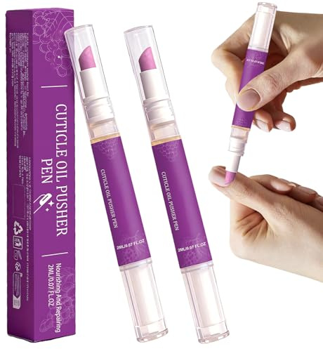 2 Pcs Cuticle Pusher Oil Pen, 2-in-1 Cuticle Remover Pen, Deeply Nourishes, Perfect for Salon-Quality Nail Care at Home
