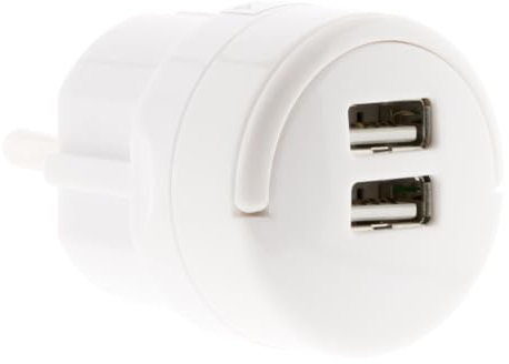 Zenitech - Caricatore USB doppio 2,1A con anello di estrazione - Bianco
