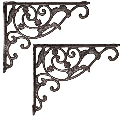 Wandwinkel 21 x 26 cm Winkel Wandhalter Bücherregal Regalträger Set Gusseisen Andalusien Antik Stil Moritz SL-60-BR