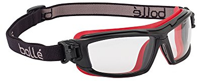 BOLLE SAFETY Ultim8 Ultimate Glasses with Clear Lens, Black/Red, Clear, One Size