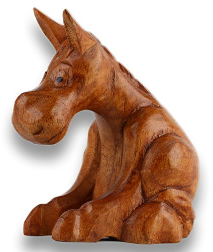 ART-CRAFT Holz Pferd Funny Holzschnitzerei Holzfigur bemalt Miniatur 12cm