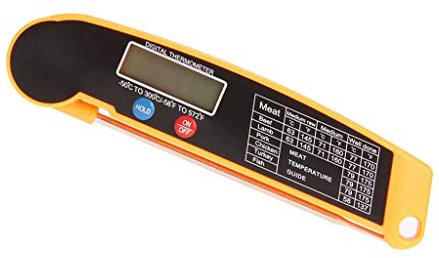 SGerste Digital Food Thermometer with Folding Long Probe BBQ Meat Water Milk Smoker Household Cooking Temperature Tools Black Yellow