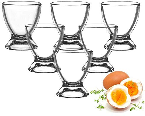 Sendez Lot de 6 coquetiers en verre pour œufs, Verre, Transparent, Lot de 12