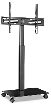 FITUEYES TV Ständer Rollbar TV Rollwagen Standfuß Fernsehstand höhenverstellbar schwenkbar für 32 bis 60 Zoll Flach & Curved Fernseher bis zu 30kg Max.VESA 600 * 400