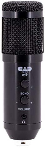 CAD Audio U49 Micrófono de Condensador de diafragma Grande USB (cardioide, 20 Hz - 20 kHz, convertidor A/D Integrado, para Mac o PC, Incl: Cable USB, Parabrisas, Pinza y Soporte de Mesa)