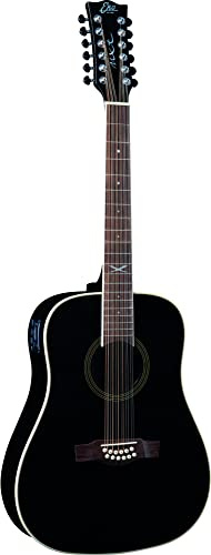 EKO GUITARS – NXT D100E XII SEE THROUGH BLACK, Guitarra Acústica de 12 Cuerdas, Tapa de Abeto, Aros, Fondo y Mástil de Caoba, Diapasón de Roupanà Sudamericano, Escala 648 mm, Color Negro