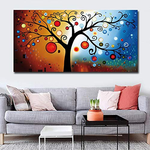 SXKJ Moderne Geldbaum Leinwand Wandkunst Bilder Gedruckte Leinwand Gemälde Poster Drucke für Wohnzimmer Dekoration 50x100cm Rahmenlos