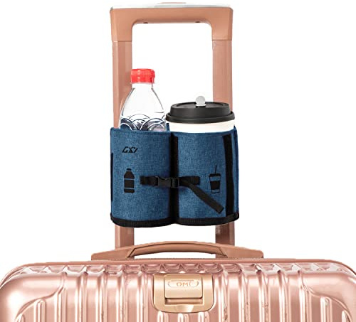 Gepäck Reise Cup Halter, tragbare Getränk Caddy Tasche Halten Sie Zwei Kaffeetassen frei Ihre Hand für Getränk Fits Rolle auf Allen Koffergriffen Reisende Zubehör